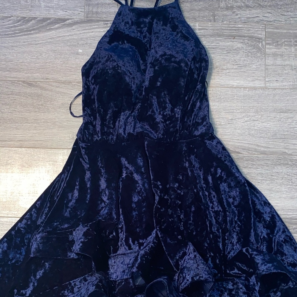 A deep blue believer halter top dress 💙